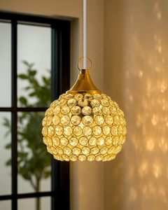Lámpara Colgante de Cristal Dorado Edison con Acabado en Latón, Ecológica, NUEVO PRODUCTO para Bodas y Fiestas de Lujo - Product Image 1