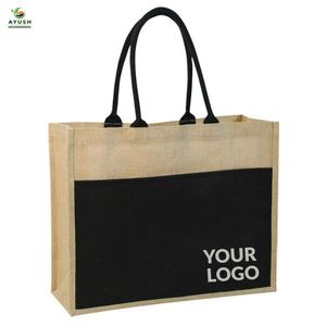 Sacs en jute à double compartiment avec portefeuille assorti – Style écoresponsable et coloré pour aliments, outils et vêtements – Capacité personnalisable - Product Image 3