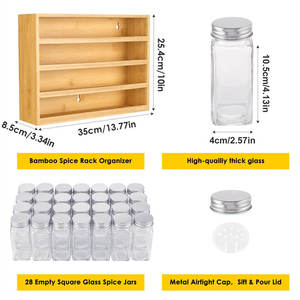 Étagère de rangement de cuisine en bois de qualité supérieure pour les bouteilles d'épices, les herbes, les condiments et les essentiels de cuisine quotidiens, disponible à la vente - Product Image 4
