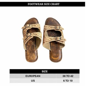 Sandalias de Punta Abierta para Mujer, Chanclas Planas de Cuero Auténtico, Estilo Occidental, Estilo Informal, Hecho a Mano - Product Image 2