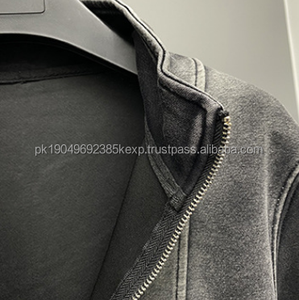 Chaqueta de Mujer para Primavera, Cuello Alto, Corte Cuadrado, con Cierre, Estilo Lavado Ácido, Sudadera Corta Extra Grande con Capucha - Product Image 3