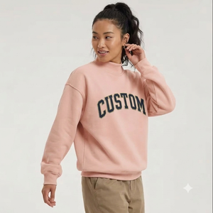 Sudadera Rosa de Cuello Redondo para Mujer, con Estampado de Letras Personalizado, 100% Algodón Tejido, Corte Holgado, para Otoño - Product Image 1