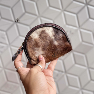 Porte-monnaie élégant en cuir de vachette véritable, pochette demi-lune en cuir de style western, pochette à monnaie unisexe - Product Image 1