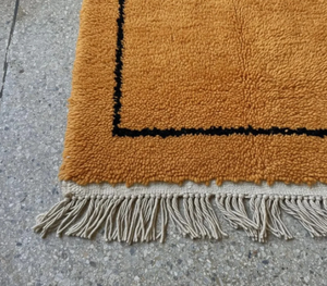 Knots Rug Moroccan Luxury Orange Black Line Wool Hand Knotted Cushioned Stain Resistant Non-Slip High Pile Hand Wash Living Room - Product Image 4