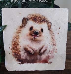 Posavasos de mármol con diseño de erizo rústico, decoración de vida silvestre, arte animal único, tapetes para mesa de café - Product Image 2
