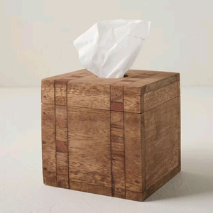 Boîte à mouchoirs et porte-papier carré en bois, design moderne et élégant, avec taille personnalisée et haute qualité pour la maison, le bureau et les restaurants - Product Image 1