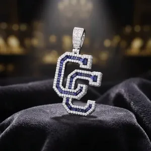 Pendentif personnalisé en argent 925 avec moissanite taille baguette, style hip-hop, bijou de fête, cadeau pour homme - Product Image 5