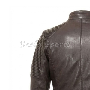 Men <b>Brown</b> <b>Leather</b> <b>Jacket</b> with Shearling Collar Winter Warm Fashion <b>Jacket</b> For Men Stylish <b>Leather</b> Quilted <b>Jacket</b> - Product Image 6