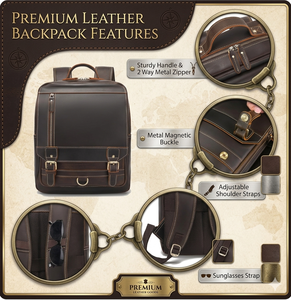 OEM Custom Men’s Leather Laptop <b>Backpack</b> 15.6 Inch Vintage Cowhide Large Capacity Travel Hiking Business Bag - Product Image 5