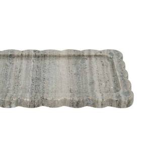 Plateau de service rectangulaire de luxe en marbre blanc pour la restauration en gros, avec poignée élégante en forme de plume, idéal pour hôtels et restaurants - Product Image 5