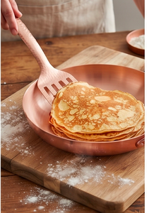 Copper Frying <b>Pan</b> With Wooden <b>Handle</b> Minimalist Design Durable Metal Skillet For Kitchen Use And Induction Cooker - Product Image 4
