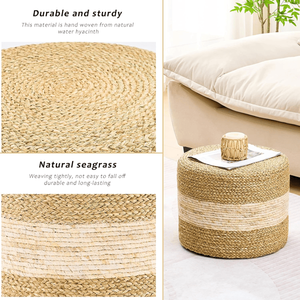 Handmade Natural Seagrass <b>Ottoman</b> Woven Foot <b>Stool</b> for Home Decor and Seating - Product Image 6