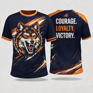 T-shirt à manches courtes pour homme en polyester, impression par sublimation, motif loup, coupe ajustée, vêtements de sport à motif animal - Product Image 1
