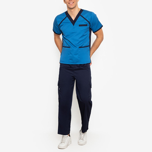 MEFSON Unisex Medical V-Neck Nursing <b>Scrub</b> Suits Pockets Short Sleeve <b>Scrub</b> <b>Sets</b> for Men Women Hospital Use Spandex/Polyester - Product Image 3