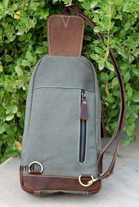 Sac bandoulière unisexe en cuir et toile, sac de poitrine, sac de voyage décontracté, sac de randonnée, mode, imperméable, fermeture éclair, vente en gros LCSB-0031 - Product Image 4