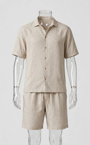 2026 Wholesale Summer Men's Casual Shorts <b>Set</b> Plain Color Solid 100% Cotton Jersey Quick Dry Knitted Customized Logo <b>Twin</b> <b>Set</b> - Product Image 3
