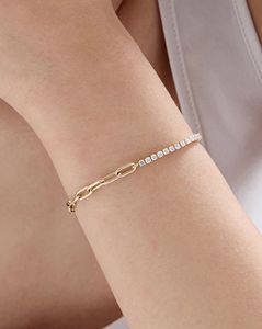 Bracelet demi-chaîne demi-papillon en or jaune 9K 10K 14K 18K avec diamants CVD de laboratoire VVS DEF taille ronde - Product Image 1