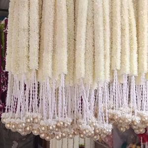 Guirnaldas de tela de jazmín blanco artificial hechas a mano en India para bodas, eventos, fiestas, decoración interior y exterior, guirnalda colgante - Product Image 1