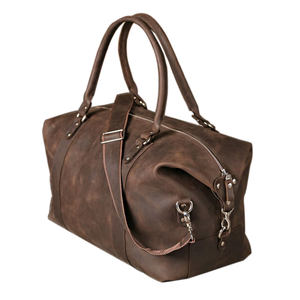 Sac de voyage week-end unisexe de luxe haut de gamme en cuir de vachette pleine fleur avec fermeture éclair en PU, personnalisable avec logo - Product Image 2