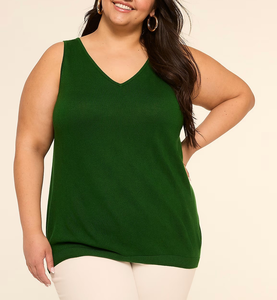 Débardeurs tricotés pour femmes grandes tailles, tendance, personnalisables, très demandés, respirants, couleur unie, col en V, 100% coton, pour le fitness et l'entraînement - Product Image 1