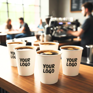 Gobelets en papier jetables de 6 oz, taille moyenne, avec logo personnalisé de l'entreprise, pour boissons chaudes et froides - Product Image 4