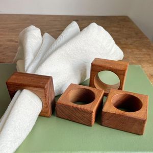 Premium quality Best Artisans Handmade Wooden Napkin Ring Square <b>Round</b> <b>Table</b> Decor Rustic Modern Wedding Dining Accessory - Product Image 2