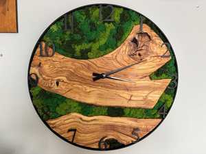 Verdant river wall <b>clock</b> Moss creek rustic wood <b>clock</b> Timber trail nature <b>clock</b> Rustic Wood And Moss Wall <b>Clock</b> Round <b>Clock</b> - Product Image 1