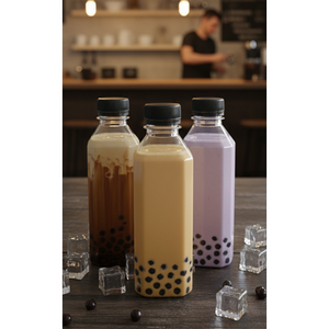 Botella Cuadrada PET de 320 ml de Calidad Premium con Tapa de Rosca Segura, Envase para Bebidas, Jugos, Leche, Té, Refrescos - Product Image 2