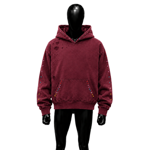 Sweat à capuche oversize effet usé MAROON STREETWEAR en coton premium, style streetwear moderne et tendance, en molleton doux - Product Image 1