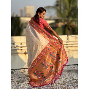 Sari de Seda Suave Swan Rajhans Paithani de Elite Weaves, 650g, Hecho en India y Pakistán - Product Image 4