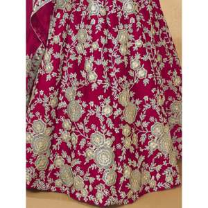 Dazzling Pink Silk Embroidered Lehenga Choli for <b>Wedding</b> - Product Image 2