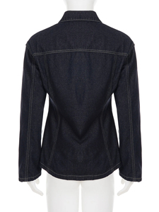 Chemise en jean décontractée extensible et douce pour femme, coupe classique, haute qualité, style streetwear avec broderie et boutons - Product Image 6