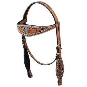 CABECERO DE CUERO OCCIDENTAL TALLADO INCLUIDO RIENAS DE CUERO DISEÑO DE PERNO DE PLATA PERSONALIZAR CABEZAL DE CUERO - Product Image 1