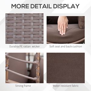 Sedia a dondolo in vimini intrecciato a 360° girevole per interni/esterni, stile Boho, con cuscini imbottiti per seduta e schienale, ideale per cortile, portico, patio, giardino - Product Image 5
