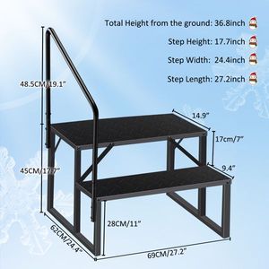 <b>2</b>-<b>Step</b> Anti-Slip RV Load Capacity 660 Lbs Mobile Home Swimming Pool Spa <b>Ladder</b> with Handrail Ground Level 3-<b>Step</b> Access - Product Image 2