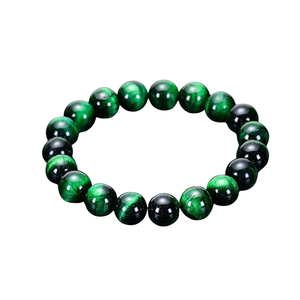 Pulsera de Ojo de Tigre Verde de 10 mm de Divine Solutions - Regalo Unisex con Patrón de Paz para Hindúes - Product Image 1