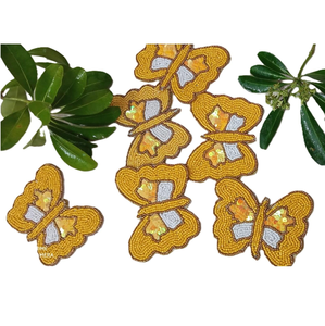 Posavasos Artesanal con Cuentas, Posavasos Bordado con Forma de Mariposa, Cubre Vasos, Mantel Individual para Mesa de Comedor, Color Personalizado - Product Image 4