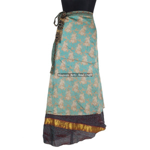 Indian Vintage 2 Layer <b>Magic</b> Hippie Sari Silk Wrap Skirts for <b>Beach</b> Wear New Ladies Beautiful <b>Beach</b> Wear Silk <b>Magic</b> Wrap Skirt - Product Image 4