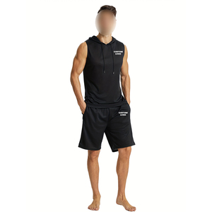 Buen Proveedor, Nueva Llegada, Conjunto Deportivo de Otoño para Hombre, Cómodo, Ligero y Transpirable, Sudadera sin Mangas y Pantalones Cortos para Gimnasio, Ejercicio y Fitness - Product Image 1