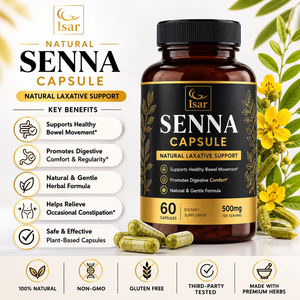 Capsules d'extrait de Senna pur et naturel en vrac, 60 gélules végétales, complément de Senna de qualité supérieure pour le soutien digestif et détoxifiant, en gros - Product Image 4