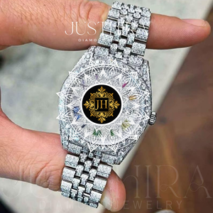 JUSTHIRA Men's Luxury Hip Hop Quartz Diamond Stainless Steel Watch with Sapphire Crystal Water Resistant 10 Bar - Product Image 5
