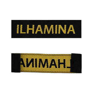 Étiquettes de style personnalisées lavables en damassé tissé, découpées au laser, pliées aux extrémités, pour sacs rectangulaires et vêtements, qualité supérieure, Selangor - Product Image 2