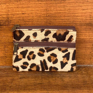 2024 nueva gran oferta de doble cremallera pelo en estampado de animales monedero de cuero genuino minicartera de cuero de vaca occidental para mujer - Product Image 4