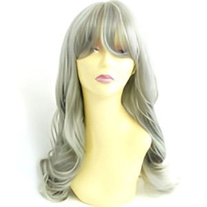 Perruque synthétique coréenne haut de gamme résistante à la chaleur - Perruques synthétiques bouclées ondulées lâches blond cendré et gris pour femmes - Product Image 4