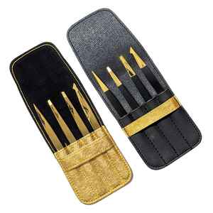 Pince à épiler pour sourcils en acier inoxydable noir de qualité supérieure avec embouts dorés, antistatique, légère, réutilisable, avec 2 ans de garantie - Product Image 6