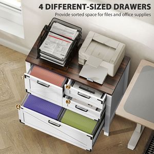 Armadietto Portadocumenti a 4 Cassetti Bianco Stile Fattoria con Serratura, Assemblato per Uso Ufficio - Product Image 4