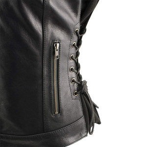 Best Stitching Women Leather Vest Casual <b>Waistcoat</b> Ladies Street Wear Outdoor Biker Wear Sleeveless Jacket for Women's - Product Image 4