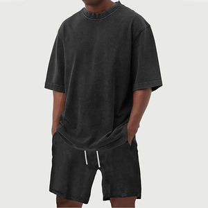 Men's T-Shirt <b>Set</b> New Arrival Breathable Lightweight Summer Casual Custom Size 100% Cotton <b>Knitted</b> Fabric Acid Wash Made - Product Image 4