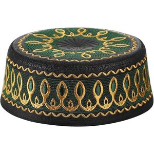 Chapeau Kufi de prière musulman pour homme, broderie islamique, bonnet, casquette, couvre-chef arabe, omanais, turc, cadeau pour le Ramadan et l'Aïd - Product Image 1