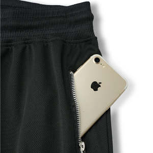 Pantalones cortos de baloncesto con rayas blancas y bolsillos con cremallera, pantalones cortos de gimnasio, ropa deportiva, pantalones cortos atléticos - Product Image 4